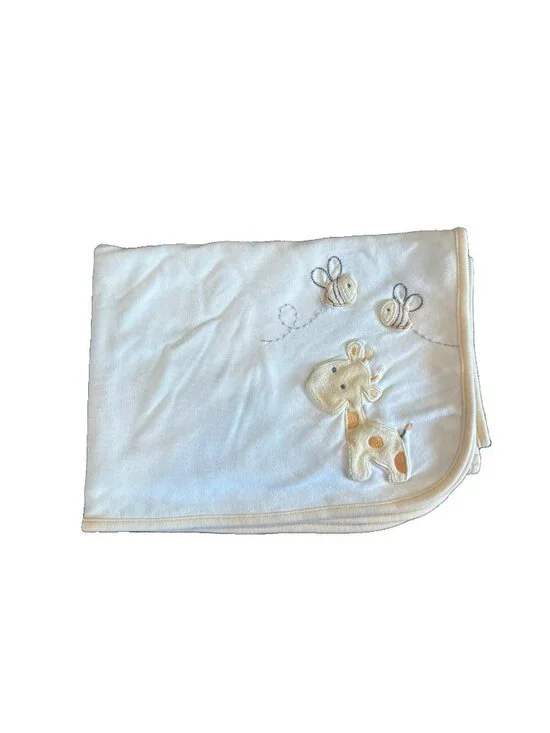 Carters Yellow Giraffe Bee Baby Blanket Animal Reversible Cotton Vintage Lovey