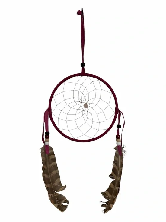 Dreamcatcher with Burgundy Hoop and Feathers