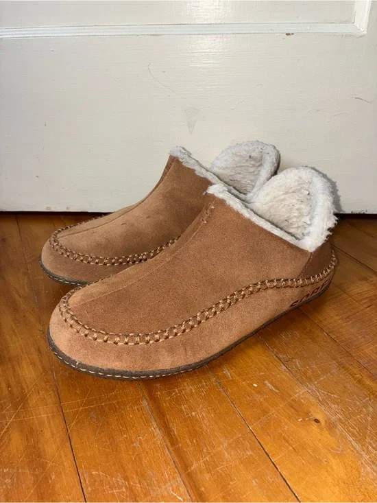 Sorel Men's Chestnut Suede Shearling-Lined Slip-On Mules