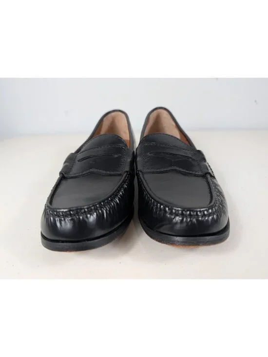 Land's End penny loafers in black leather men's size 11