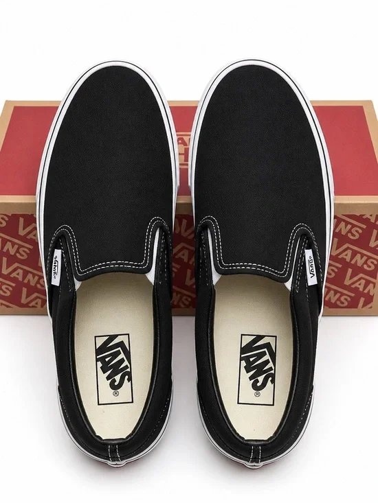 Vans Classic Slip-On Loafers - Black & White