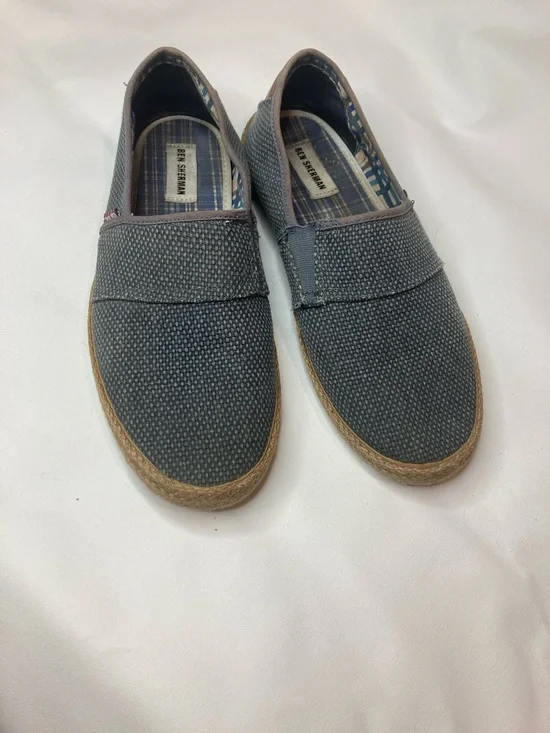 Ben Sherman Navy Canvas Slip-On Loafers with Jute Trim