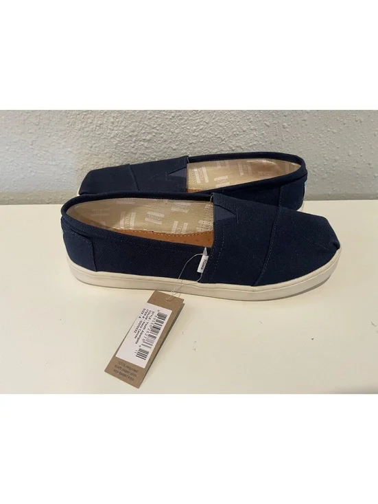 TOMS Classic Navy Canvas Slip-On Shoes Size 8