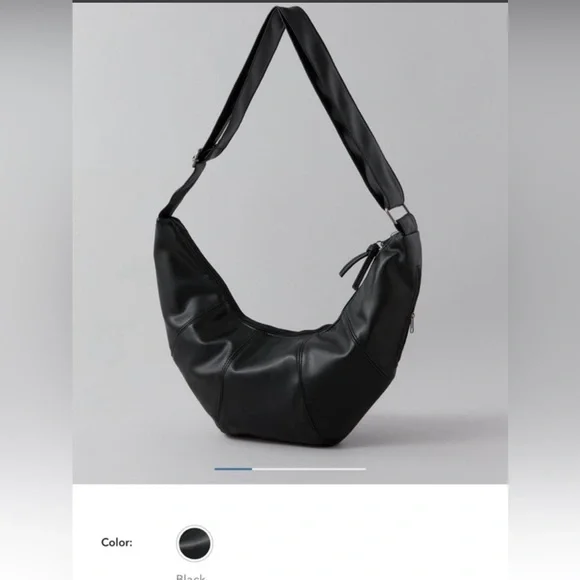 American Eagle Black Leather Cresent Bag