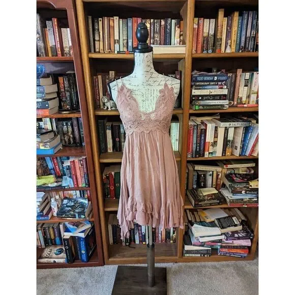 free people Adela pink mini slip dress sz xs