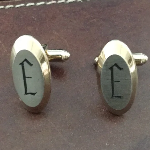 Vintage Hickok gold tone oval E cufflinks