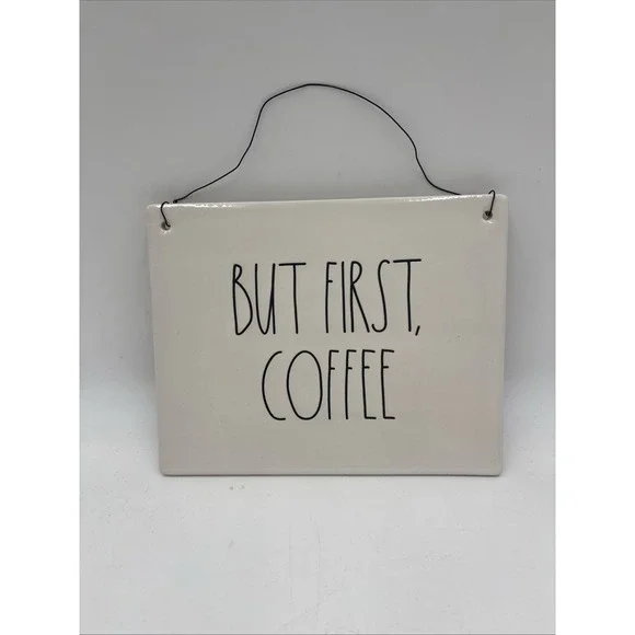 Rae Dunn Life But first Coffee Wall Hanging Kitchen Decor Sign