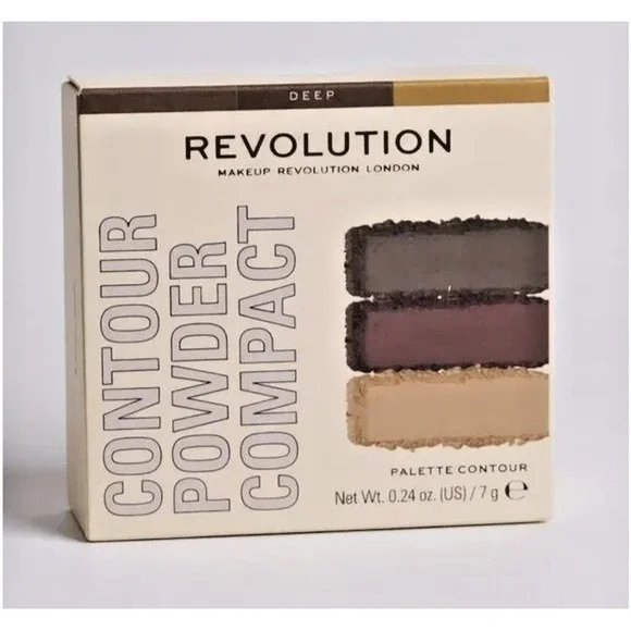 Revolution Face Powder Contour Compact Deep‎ Bronzer Highlighter Matte Shimmer