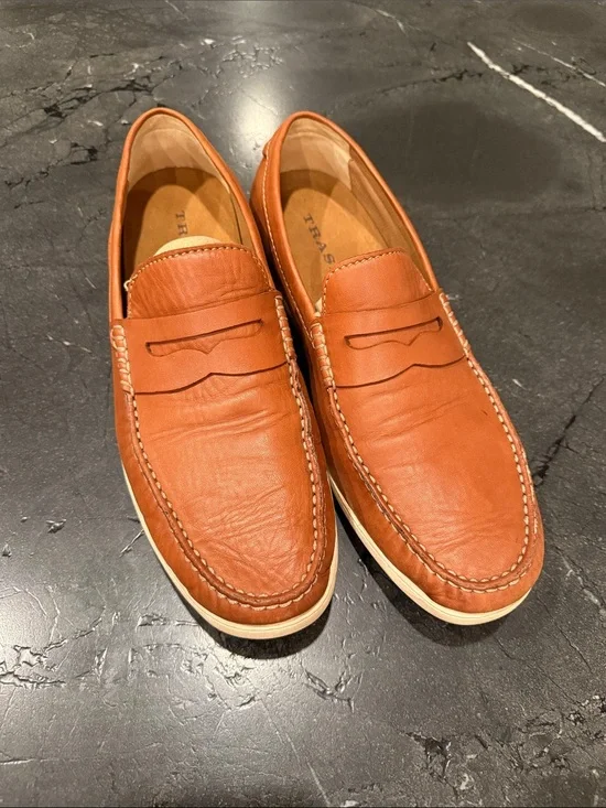 Trask Cognac Leather Penny Loafers