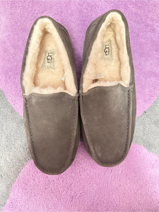 UGG Men's Chocolate Brown Suede Lined Slip-On Moccasins