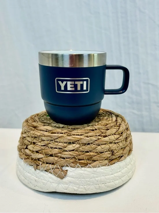 YETI NWT Navy Blue Rambler 6 oz Stackable Stainless Steel Travel Mug w Handle