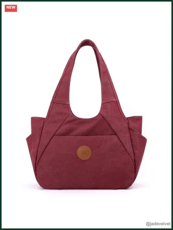 Canvas Hobo Shoulder Bag with 3 Compartments Daily Tote