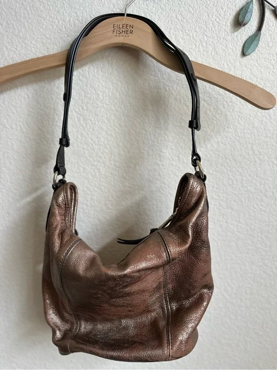 Cole Haan Genuine Leather Metallic Brown Shoulder Bag