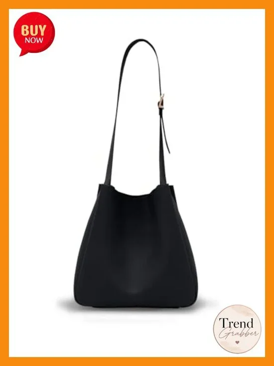 Slouchy Hobo Tote Bag - Vegan PU Leather Shoulder Purse - Medium