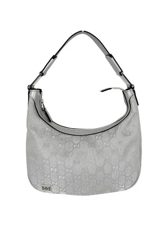 Gucci Handbag Small Web Pop Hobo GG Plus Leather Silver