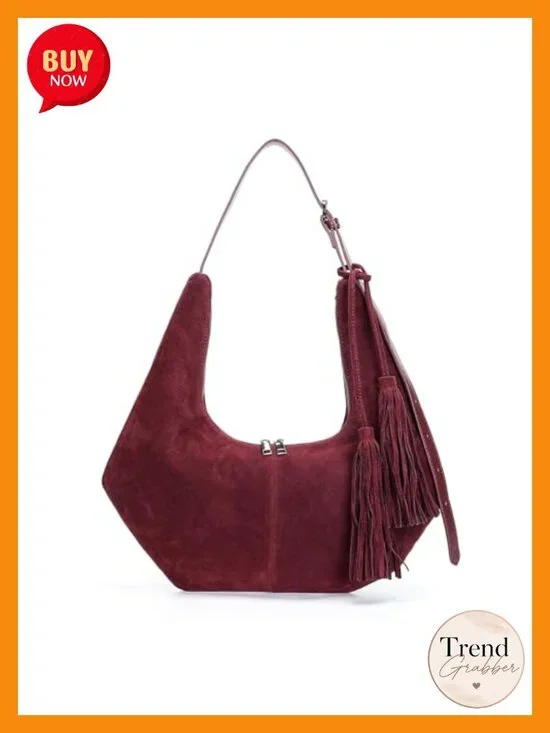 Faux Suede Tassel Hobo Shoulder Crossbody Bag