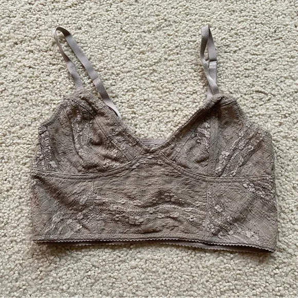 Free People Intimately Lace Bralette Size Small S Boho Green Feminine Bohemian