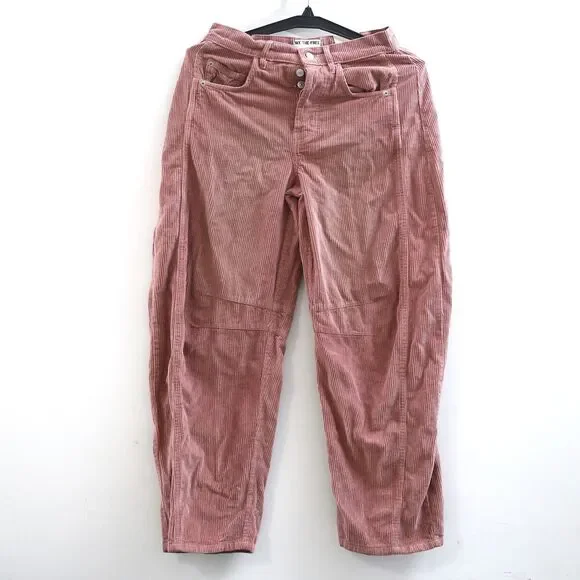 Free People We The Free Good Luck Mid-Rise Cord Barrel Jeans Pants XS-25 281941