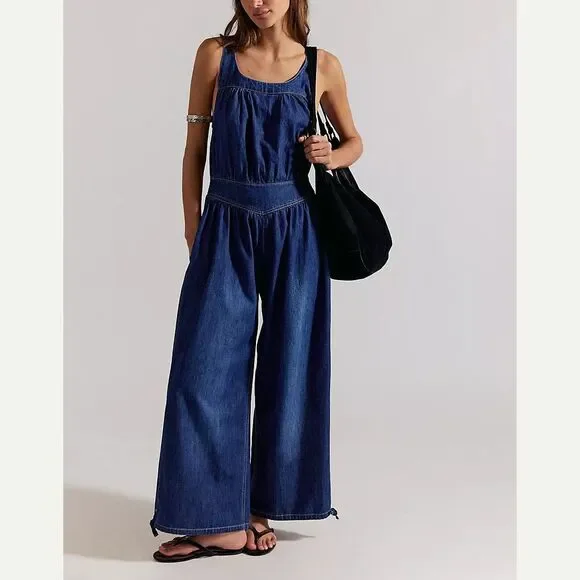 Free People We The Free Vintage Heirloom One-Piece Jumpsuit Smocked S 287551