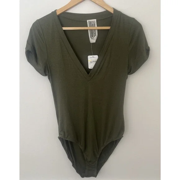 Nwt Intimately Free People T-shirt‎ Body Suit Medium Olive Green