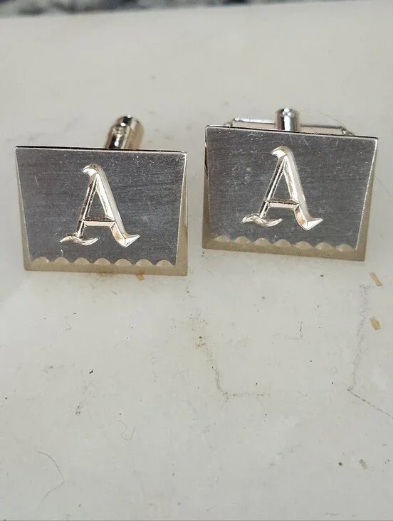 Vtg Monogram 'A' Silver-Tone Cufflinks