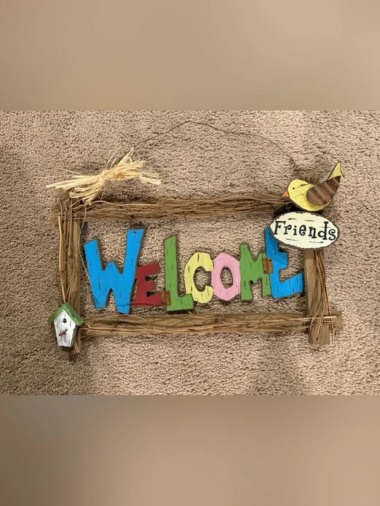 Rustic welcome door sign hanger