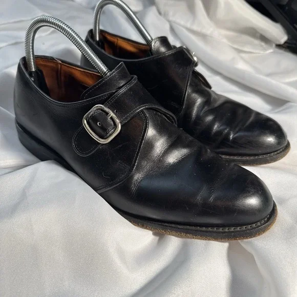 Allen Edmonds Garner Single Monk Strap Black Leather Mens Dress Shoes Size 10D