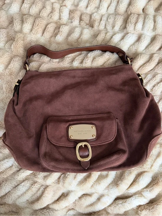 Michael Kors Hudson Hobo  Brown Suede Shoulder Bag