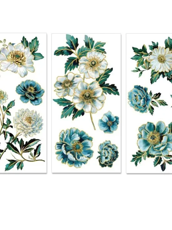 PLIGREAT 3 Sheets Rub on Transfers for Crafts and Furniture, Vintage Flower Rub