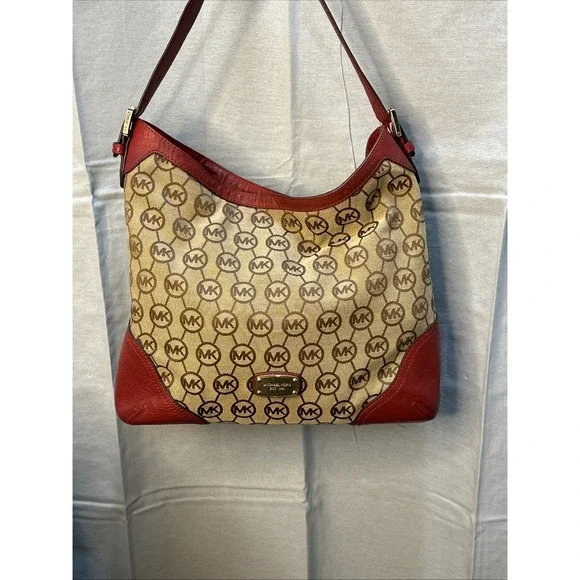 Michael Kors Signature Hobo Tab Brown‎ Shoulder Bag Purse Satchel Handbag