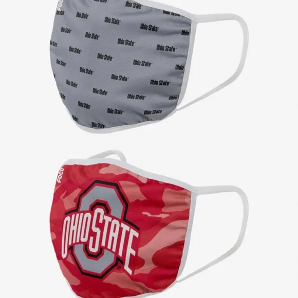 NCAA OHIO STATE BUCKEYES  2 PACK FACE MASKS OS UNISEX ADULT NWT