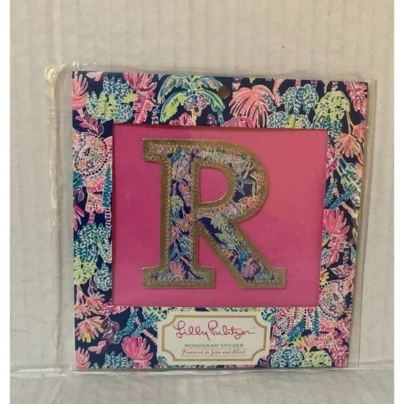 NEW Lilly Pulitzer Monogram Sticker Letter R pattern Seen‎ and Herd