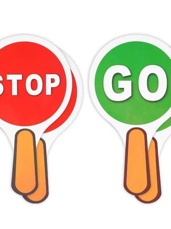Thinp 4 Pack Handheld Stop & Go Sign Lights - Double Sided, Red & Green, PVC Wat