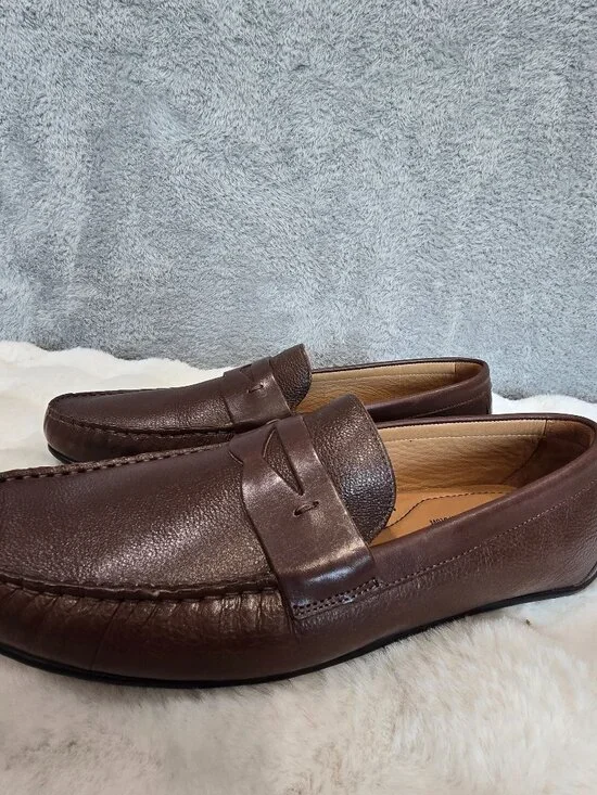 Flag LTD. Men's Mario Leather Driver Penny Loafers Brown Leather Size 11 NEW