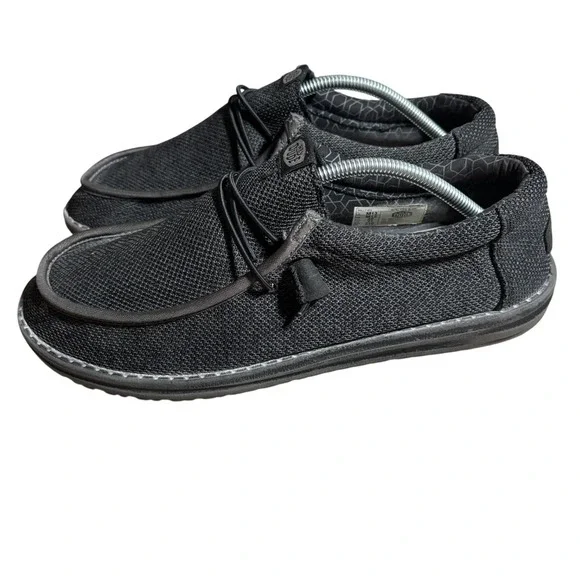 Hey Dude Wally Sox Micro Total Black Mens Shoes 13 Slip On Loafers Heritage Walk
