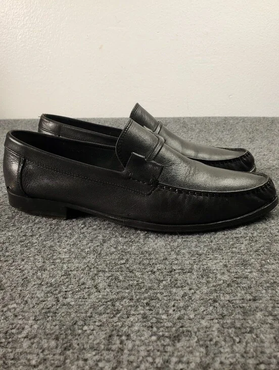 Bruno Magli Tabarro Penny Loafers Mens 9.5M Slip On Dress Shoes Black Leather