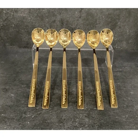 6 Nescafe Taster's Choice 24K Gold Plated Measuring Stir Spoon 9