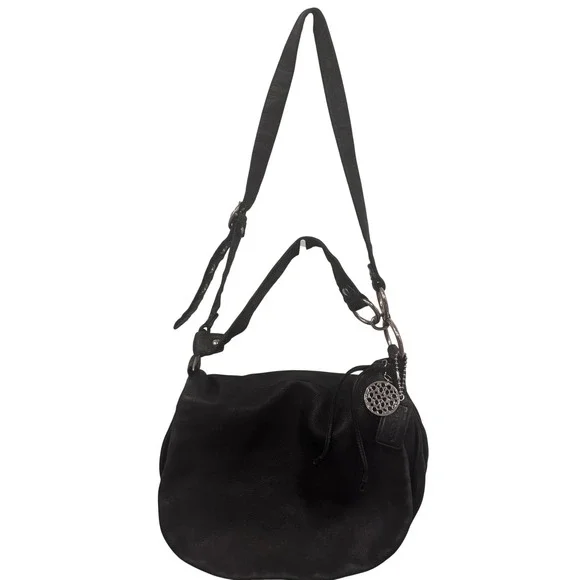 Coach Ali?Black Leather‎ Hobo Bag Silver Tone Hardware vintage 10x14x3 Prelove