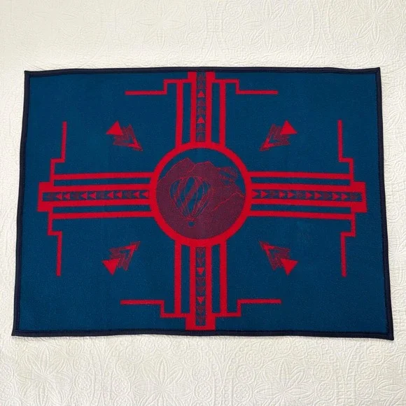RARE‎ Pendleton Made in USA Wool Hot Air Balloon Blanket, Red / Blue (32