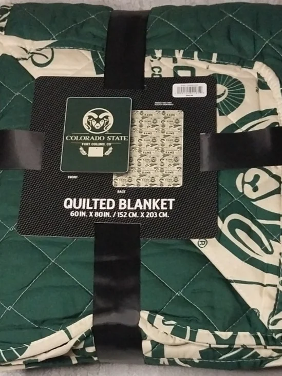 Quilted Blanket - Green/Cream Colorado State Rams 60x80
