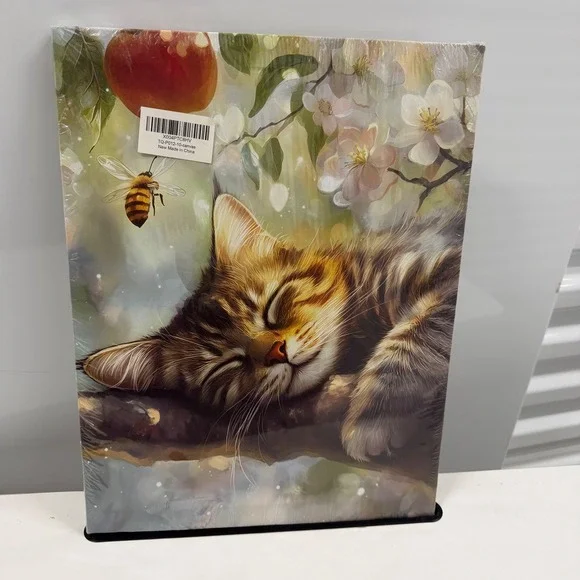 Sleeping Cat Canvas Wall Art Kitten Bee Flowers Nursery Decor 11x15 TQ-P012-10