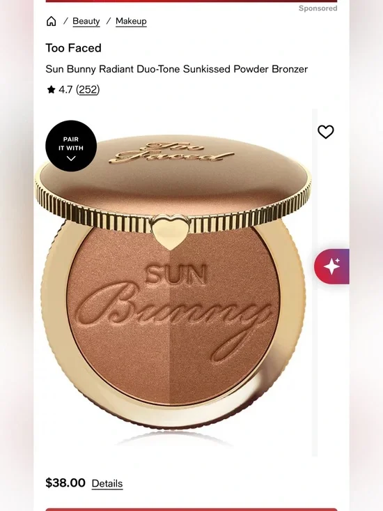 Too Faced Sun Bunny Duo-Tone Bronzer — Warm Bronze & Deep Bronze