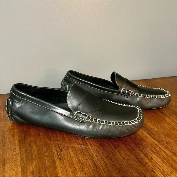 Cole Haan Men's Sz 11 D Black Leather Penny Driver Driving Style Loafer