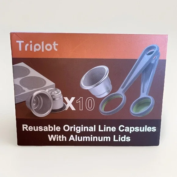 Triplot Reusable Capsules for Nespresso Original Line 10 Capsule 300 Lids‎ NEW