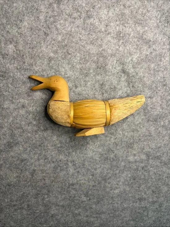 Handcrafted Wooden Duck Figurine - Natural Wood Color