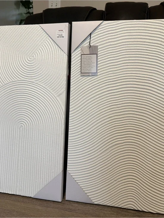 NWT Handcrafted White Textured Wall Panels - Modern Ripple Set
