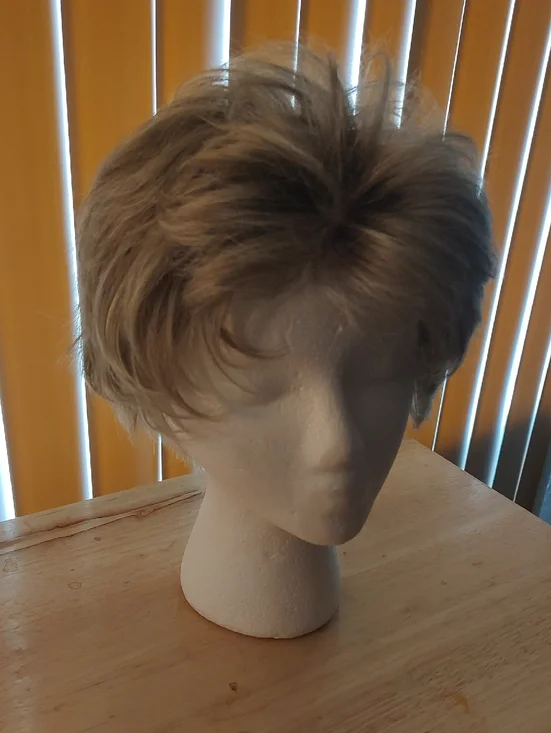 Short Layered Women's Wig in Frosted Blonde