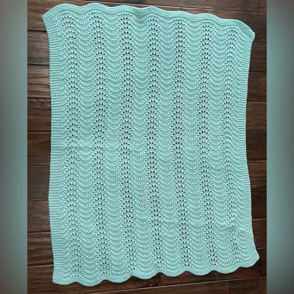 Hand Crocheted Baby Blanket Green