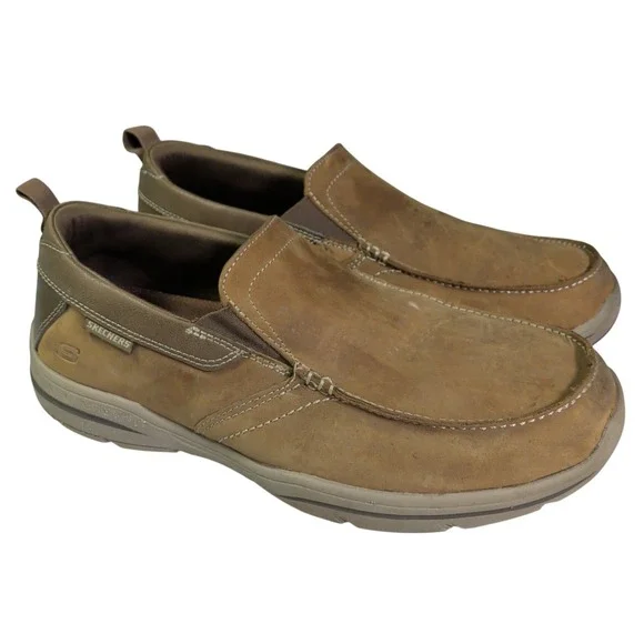 Skechers Relaxed Fit Harper Forde Shoes Mens Size 9 Loafers Brown Slip On