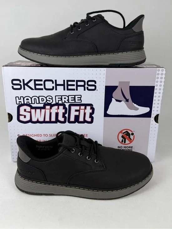 SKECHERS Hands Free Swift Fit Shoes Mens Size 10 Black Lace Up Casual 1961245